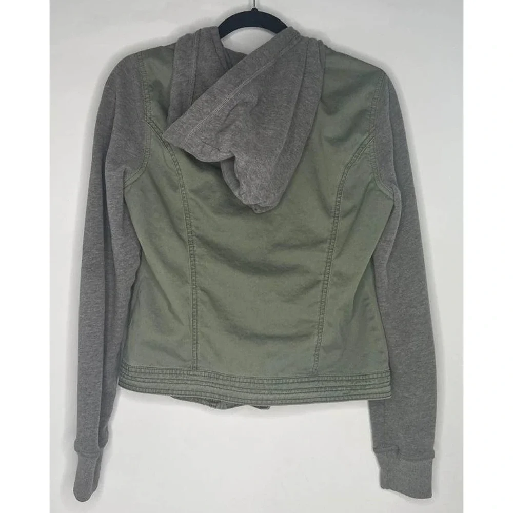 Hollister Full Zip Hooded Jacket Khaki Green Youth Large - Picture 3 of 4